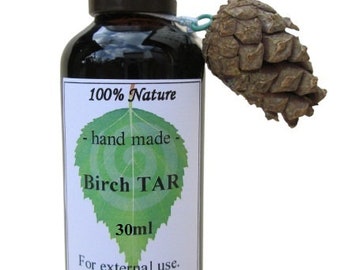 Goudron de bouleau de qualité issu d'écorce de bouleau fraîche / non filtré / contient de nombreuses fractions utiles / sans additifs ni impuretés / 30 ml