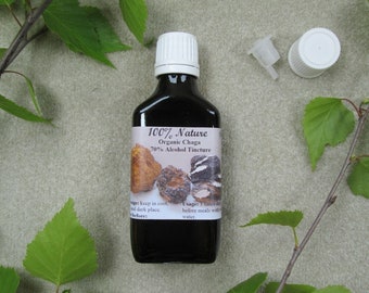 Tintura de hongo Chaga silvestre 70% producto natural elaborado con agua fresca de manantial.