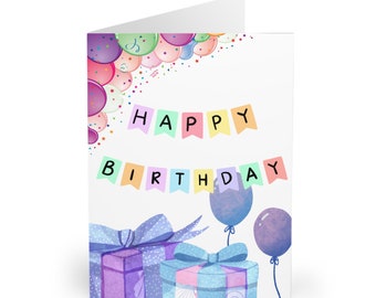 Happy Birthday Greeting Cards (5 Pack). Ideal for those last minute birthdays.