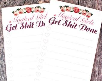 LAST 1 - Magical Girls Get Sh*t Done - 50-sheet To Do List Pad, Stocking Stuffer, Planner, Organization, List, Stationary