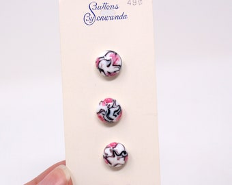 Vintage Buttons by Schwanda 3 Pack Floral Glass Shank Sewing Buttons - #771,  Vintage Sewing, Retro Sewing