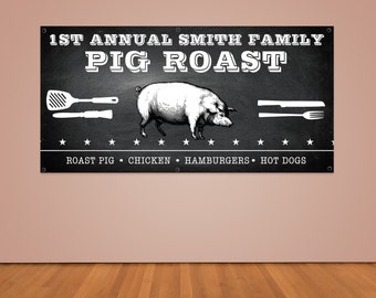 Pig Roast Party Banner (Custom 2ft x 4ft Vinyl Banner)