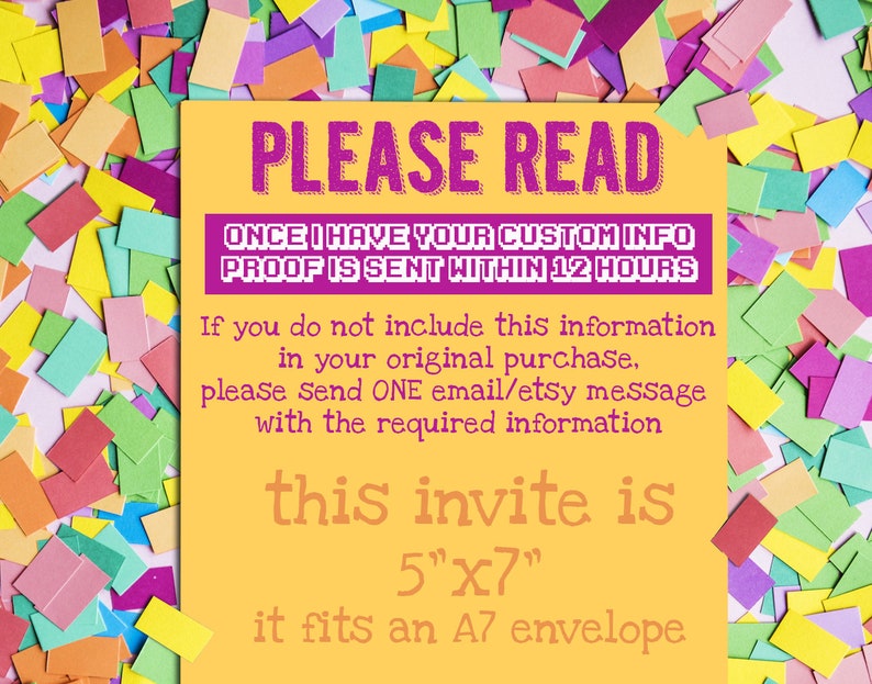 Invitations personnalisées 5 x 7 Dave & Busters PIXEL PARTY image 3