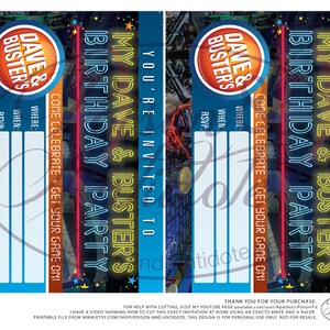 DIY Fill-in 5 X 7 Dave &amp; Busters Party Invites - Etsy
