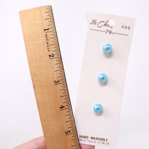 Vintage La Chic 3 Pack Blue Pearl Shank Buttons 499 Vintage Sewing, Retro Sewing image 5