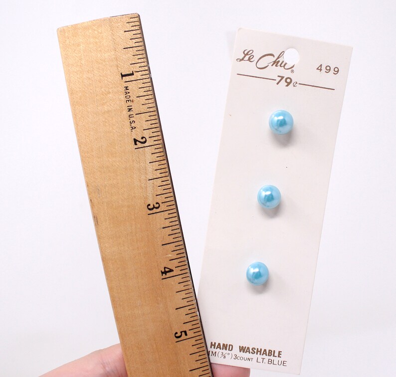 Vintage La Chic 3 Pack Blue Pearl Shank Buttons 499 Vintage Sewing, Retro Sewing image 5