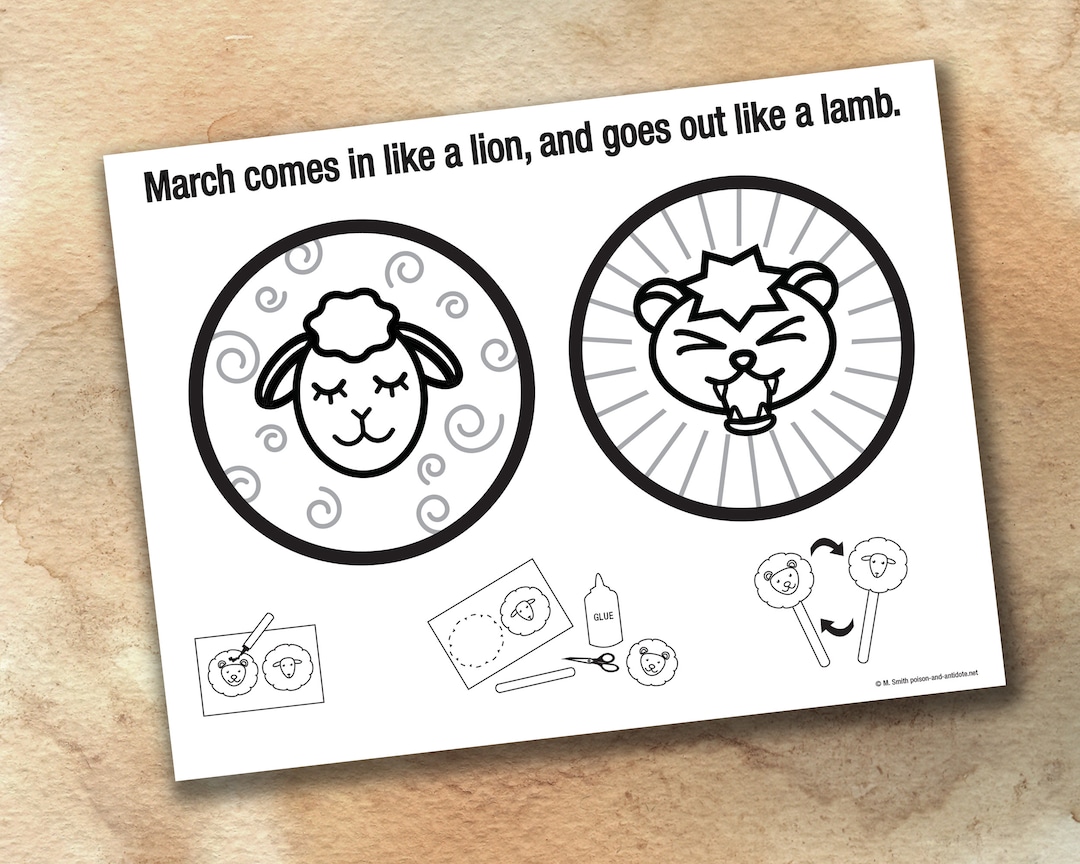 March Activity Sheet in Like a Lion and Out Like a Lamb Etsy