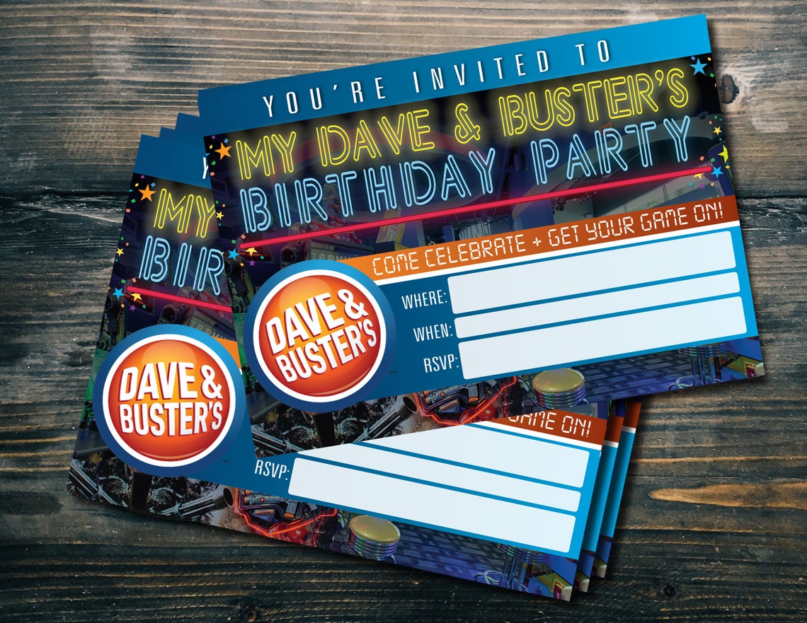 DIY Fillin 5 X 7 Dave & Busters Party Invites Etsy