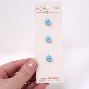 Vintage La Chic 3 Pack Blue Pearl Shank Buttons 499 Vintage Sewing, Retro Sewing image 2