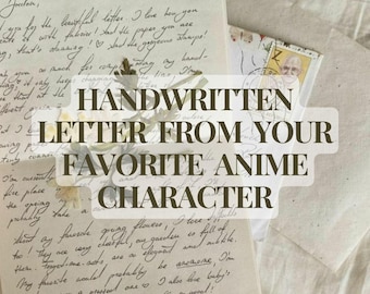 May include: A handwritten letter from an anime character, with text overlay. The letter is on aged paper, with delicate handwriting. An envelope with a postage stamp is visible. The overall aesthetic is vintage and romantic.