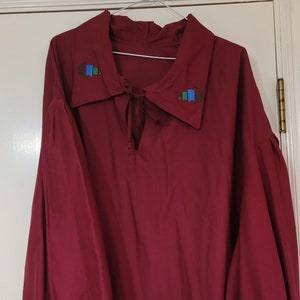 XXL Embroidered Burgundy Red Pirate Poet Shirt 2XL