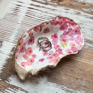 Cherry Blossom Oyster Shell | Trinket/Ring Dish | Jewelry Dish | Shell Art | Oyster Shell