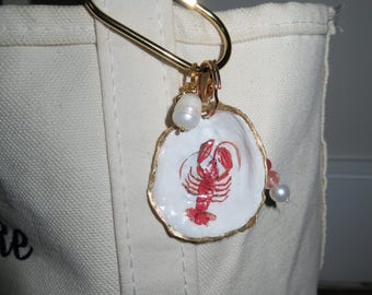 Keychain & Bag Charm Oyster Shells | Red Lobster | Decor | Oyster Shell | Beachy | Aesthetic | Lobster | Shell | Red