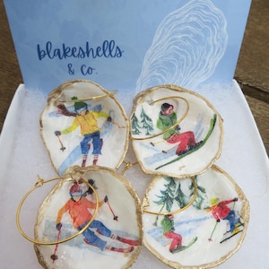 Skier Collection Oyster Shell Wine Stem Charms (Set of 4)