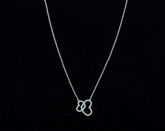925 Sterling Silver Double Heart Butterfly Pendant Necklace