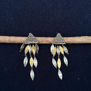 925 Sterling Silver Hittite Motif Fringe Tassel Drop Handcrafted Ethnic Earrings