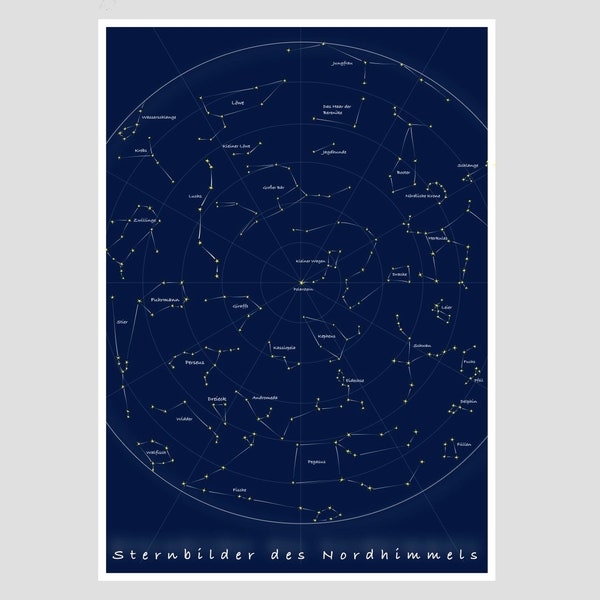 Poster Sternbilder des Nordhimmels in A4 und A3