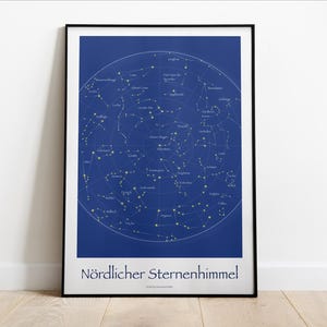 Póster "Cielo Estrellado del Norte" I A3 I A2 I Astronomía I Constelaciones I Mapa Estelar I
