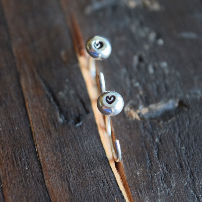 Smol Beans Hoop Earrings Huggie Hoop Earrings Mini Hoop Earrings Huggie Hoops 925 Recycled Sterling Silver Heart, Made in Hawaii Bild 1