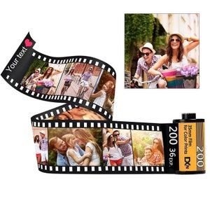 May include: A decorative film strip with family photos and the text "Your text". A 35mm film canister with the text "200 36 EXP." and "35mm Film for Color Prints DXN" is also shown.
