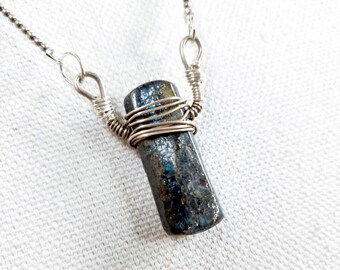 Zed-P-Em Sterling Silver Wrapped Kyanite Necklace - Sci-Fi Inspired