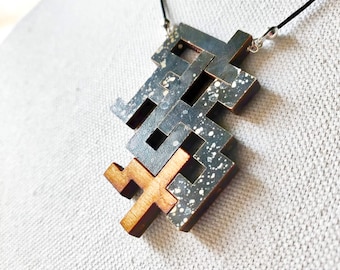 Interstellar - Puzzle Piece Necklace: Reversible Mixed Media Pendant