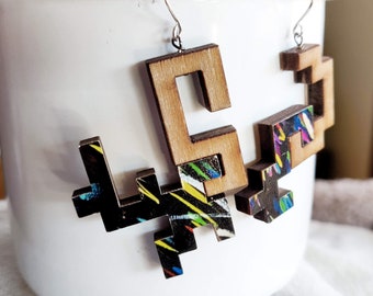 Impulsive earrings - Upcycled Wooden Puzzle Pieces