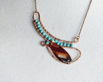 Against The Grain - Copper, Carnelian & Magnesite Necklace - OOAK