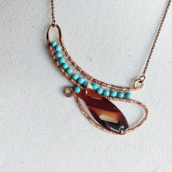 Against The Grain - Copper, Carnelian & Magnesite Necklace - OOAK