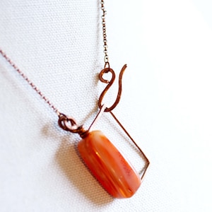 Perpendicularity - Copper and Carnelian Necklace - OOAK