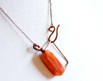 Perpendicularity - Copper and Carnelian Necklace - OOAK