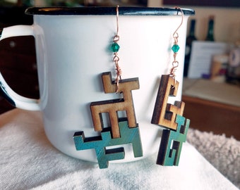 Numara Earrings - Upcycled Wooden Puzzle Pieces