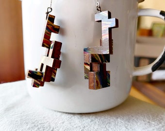 Disappeared Earrings - Upcycled Wooden Puzzle Pieces