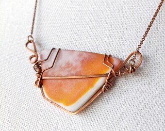 Pinkies Up! - Etched Glass and Copper Necklace