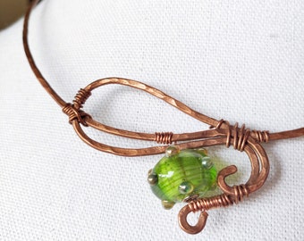 Toph Neckwire - Copper and Lampwork Glass Necklace