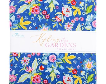 Kipling Gardens 10” Stacker | 42 Piece Precut Fabric Bundle | Modern Quilt Precuts | Lily Ashbury for Riley Blake Designs