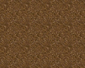 Cowgirl Leather Brown Fabric | Echo Park Paper Co for Riley Blake Designs | Rustic Cowgirl Quilt Fabric | Sold in 1/2 Yard Increments