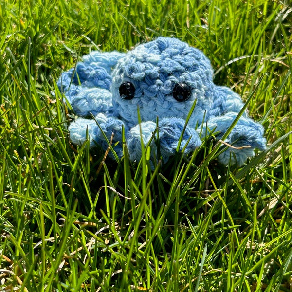Blue Crochet Baby Octopus Stuffed Animal