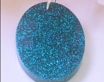 Blue Glitter Resin Pendant-resin, resin charm, resin jewelry, resin necklace, birthday gift, gift for her, gift for women, pendant, unique