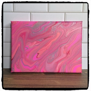 Acrylic Paint Pour on Canvas- small art, desk decor, WFH art, artwork, acrylic painting, wall art, abstract art, painting on canvas