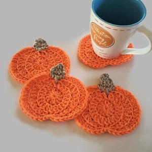 Pumpkin Crochet Coasters, 100% Cotton Drink Coasters, Fall Decorating Mug Rugs, Autumn Coasters, Best Selling Items