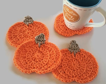 Pumpkin Crochet Coasters, Fall Thanksgiving Table Decor