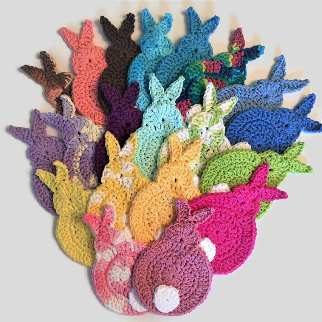 Crocheted Easter Bunny Coaster, 100% Cotton Drink Coasters - Etsy