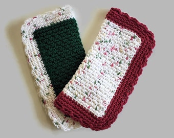 Christmas Crocheted Dishcloths, 100% Cotton Holiday 9" Wash Cloths, Country Farmhouse Kitchen Decor, Vintage Style, Best Selling Items