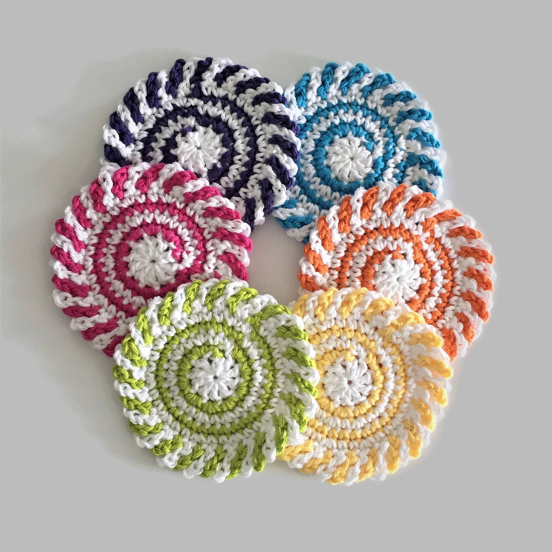 Colorful Cotton Crochet Coasters, One or Many Mix and Match Drink ...