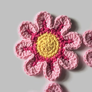 Pink Flower Crochet Cotton Coasters, 100% Cotton Drink Coasters, Crochet Mug Rugs, Spring or Summer Decor, Votive Candle Mats
