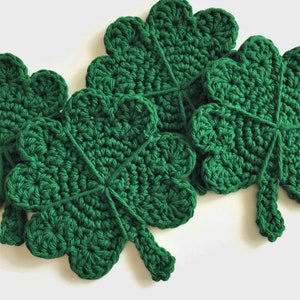 St Patricks Day Crochet Cotton Coasters, 100% Cotton Drink Coasters, Lucky Four Leaf Clover Shaped Mug Rugs, Irish Theme Items image 4