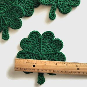 St Patricks Day Crochet Cotton Coasters, 100% Cotton Drink Coasters, Lucky Four Leaf Clover Shaped Mug Rugs, Irish Theme Items image 9