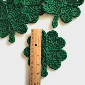 St Patricks Day Crochet Cotton Coasters, 100% Cotton Drink Coasters, Lucky Four Leaf Clover Shaped Mug Rugs, Irish Theme Items image 10