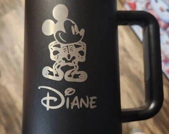Minnie&Mickey Mouse 40oz Tumbler,Personalized Disney Name Water Bottle,Custom Name Tumbler with Handle-Straw, Stainless Steel Laser Engraved